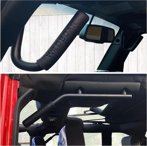 Miniatura 2 de Kit de asas de agarre delanteras y traseras de aleación de aluminio para Jeep Wrangler JK JKU Rubicon Sport Sahara (2007-2018) (Negro)