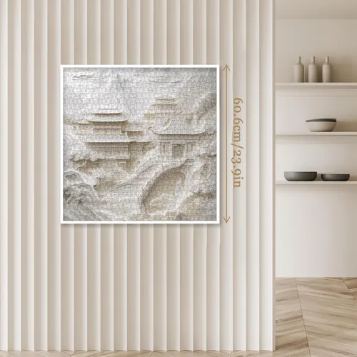 Miniatura 5 de Hermoso rompecabezas de corte de papel de paisaje para adultos, 1000 piezas, rompecabezas estético de árbol de barco luna, rompecabezas de arte azul