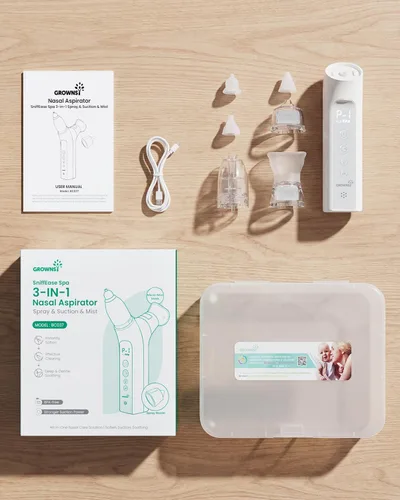 Miniatura 9 de GROWNSY SniffEase Spa - Aspirador nasal 3 en 1 para bebé, aerosol, succión y niebla, potente succión eléctrica de nariz de grado hospitalario