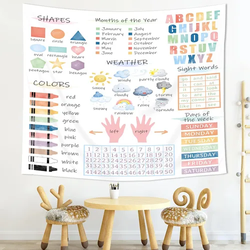 Miniatura 8 de Imirell Tapiz bohemio con citas positivas de arco iris, 59 pulgadas de ancho x 51 pulgadas de alto, palabras motivacionales inspiradoras para niños