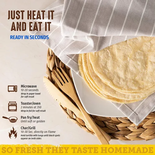 Miniatura 5 de Del Campo Soft Corn Tortillas - 8 Pulgadas Redondo 100% natural, libre de gluten y todo el maíz auténtica comida mexicana. Muchas opciones