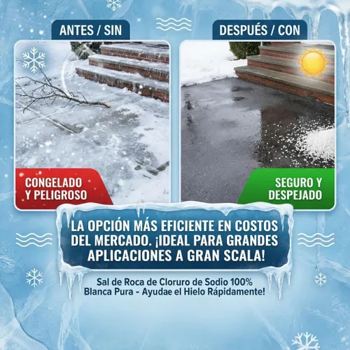 Miniatura 2 de Sal para Nieve, descongelador de sal para nieve y hielo, ideal para calzadas, pasarelas y escalones (45 lb)