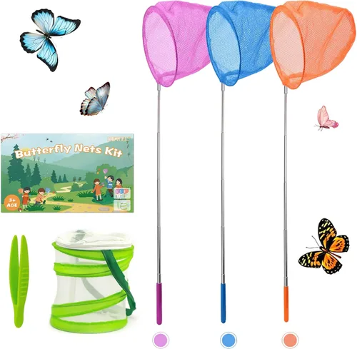 Redes telescópicas de mariposa para niños, atrapadores de mariposas para niños, redes de captura de insectos, ideales para atrapar insectos,