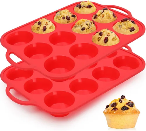Miniatura 11 de CAKETIME Moldes de silicona para magdalenas para hornear, molde de tamaño regular para magdalenas, molde para hornear moldes de silicona