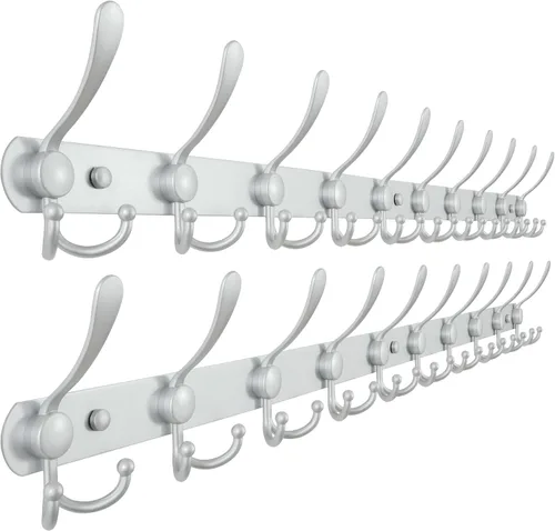 Miniatura 42 de Dseap - Perchero para pared, 5 ganchos triples, resistente, acero inoxidable, riel de gancho de metal para abrigos, sombreros, toallas, bolsos