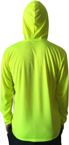 Miniatura 6 de NY GOLDEN FASHION Hi Vis - Camiseta de alta visibilidad de manga larga para trabajo de construcción con capucha 2 piezas amarillo neón