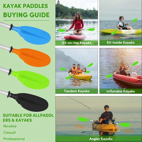 Miniatura 7 de Remo de kayak, 88 pulgadas, 4 piezas de remos para kayak, flotador de eje de aleación de aluminio resistente, ligero, desmontable, ajustable