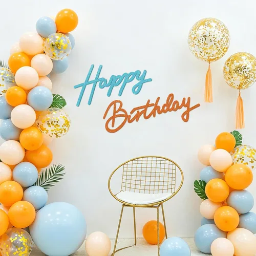 Miniatura 26 de TONIFUL Cartel de feliz cumpleaños para telón de fondo, pancarta de fieltro negro, incluye pegamento de puntos, perfecto para telón de fondo