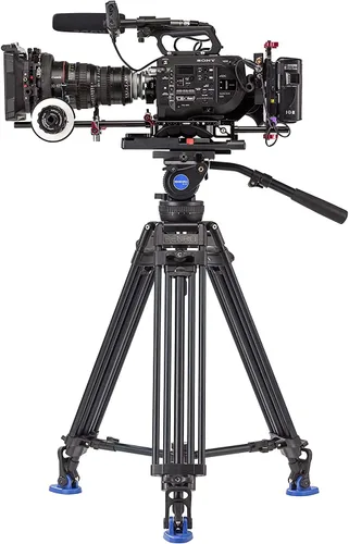 Miniatura 5 de Benro BV10 Kit de trípode de aluminio de doble pierna con cabezal fluido de video profesional - nivelación de cuenco de 3.937 in, placa de cámara