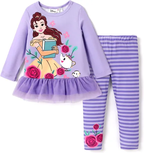 Miniatura 14 de Disney Minnie Mouse - Conjunto de sudadera con manga larga y leggings de princesa Frozen, Marvel para niñas pequeñas, 2 piezas, tallas 2-6 años