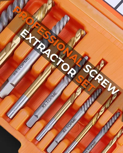 Miniatura 7 de Juego de extractor de tornillos TOPME, 14 piezas de extractor de tornillos de salida fácil y juego de brocas de mano izquierda, juego de extractor
