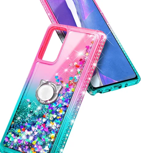 Miniatura 5 de NZND Compatible con funda de teléfono Samsung Galaxy A03S, gema Líquido flotante con purpurina brillante para mujeres y niñas con protector