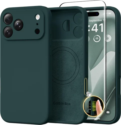 Miniatura 130 de GolbinBox Funda magnética para iPhone 17, compatible con MagSafe, cubierta de silicona integrada para control de cámara, funda de silicona líquida a