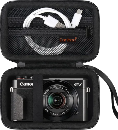 Miniatura 2 de Canboc Funda rígida para cámara digital Canon PowerShot G7X Mark III Mark II, PowerShot SX740 SX730, bolsa de malla para batería, cable USB, negro