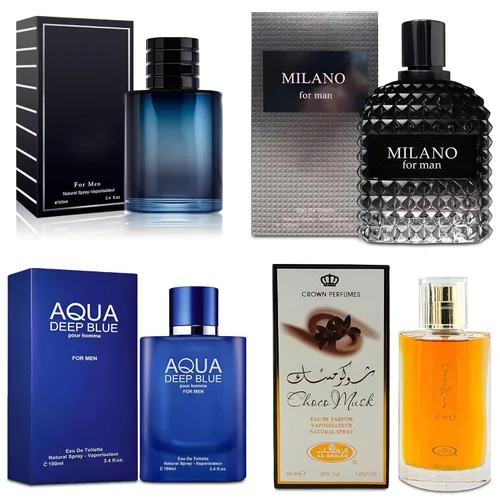Miniatura 10 de AFLUXE Juego de 4 Colonias para Hombre Incluye Choco Musk/SE/Victory Infamous/Milano Aroma de Madera, Picante, Cítrico y Aromático eau de parfum Set