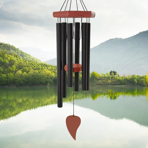 Campanillas de viento para exteriores, campanillas de viento conmemorativas con 6 tubos de metal largos, carillón de viento de condolencia con