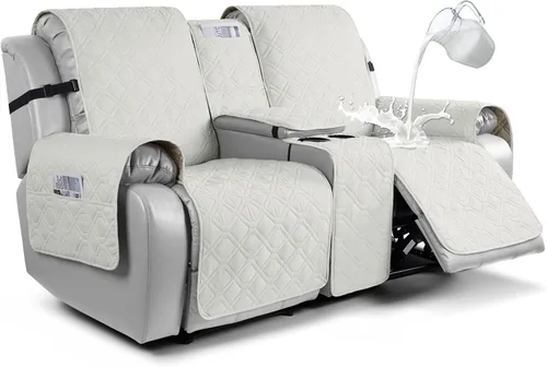 Miniatura 25 de VANSOFY Funda para Sofá de Dos Plazas Reclinable con Consola 100% Impermeable Fundas de Sofá Antideslizantes Funda de Sofá Reclinable Dividida Azuree