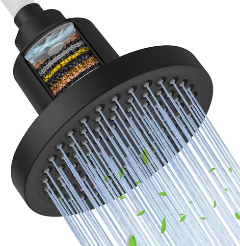 Miniatura 10 de BESy Filtro de ducha de alto rendimiento con filtro de ducha filtrado, suavizador de agua con agua dura que mejora la condición de tu piel y Negro