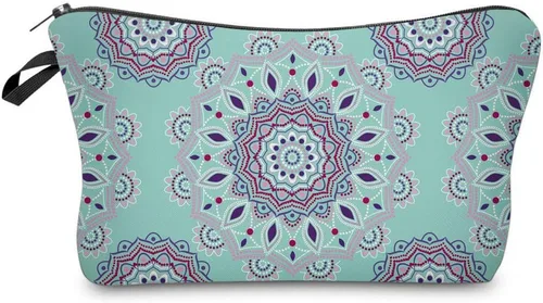 Miniatura 28 de Deanfun - Bolsa de maquillaje impermeable con diseño de mandala y flores, impermeable, espaciosa, cosmetiquera, bolsa de viaje ideal como regalo