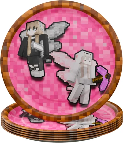 Miniatura 3 de Suministros de fiesta de Pixel Girl Value (64 piezas para 20 invitados) - Suministros de fiesta de videojuegos para niñas, decoraciones