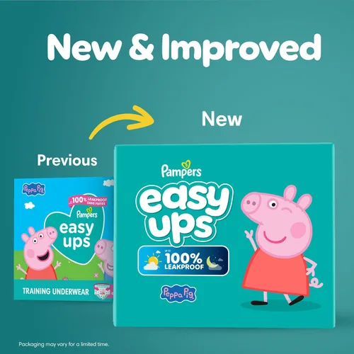 Miniatura 2 de Easy Ups - Pantalones de entrenamiento para niñas y niños, talla 4 (2T3T), 25 unidades, ropa interior absorbente de Peppa Pig, hasta un 100% a