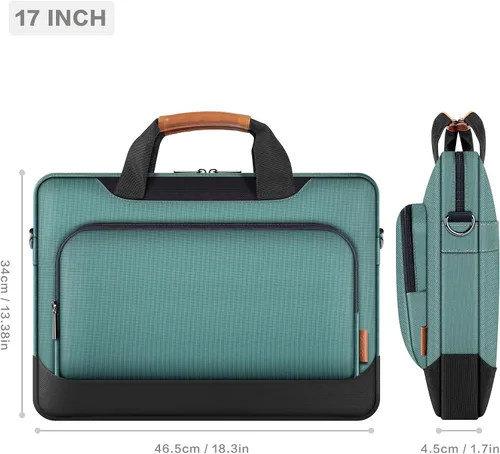 Miniatura 6 de DOMISO Bolsa para laptop de 17-17.3 pulgadas de gran capacidad con correa para el hombro para Dell XPS/HP Pavilion 17/Lenovo Chromebook 317, Verde