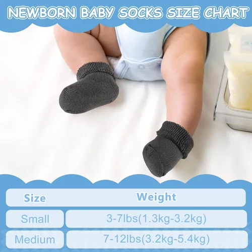 Miniatura 2 de Janmercy 20 Pair Preemie Socks Baby Boy Girls Newborn Premature Terry Cotton Socks for Unisex Baby