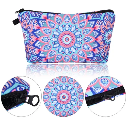 Miniatura 5 de Boao Bolsa de cosméticos de 8 piezas, bolsa de maquillaje, bolsa de viaje impermeable para artículos de tocador con diseño de flores de mandala, 8