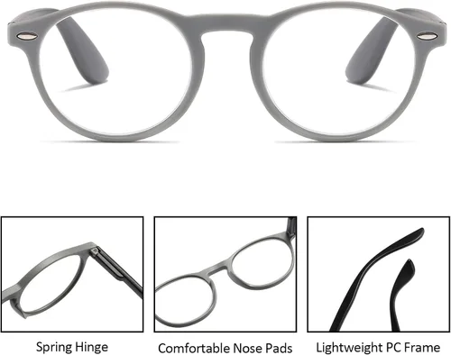 Miniatura 4 de DXYXYO Lectores redondos para mujer, paquete de 4, lentes de lectura anti luz azul con bisagra de resorte para hombre