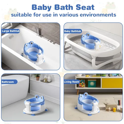 Miniatura 4 de Asiento de baño para bebé de 6 meses en adelante, asientos de baño antideslizantes para niños pequeños para sentarse, silla de bañera para bebés