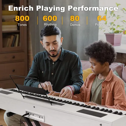 Miniatura 8 de Piano digital MUSTAR 88 teclas, teclado pesado con acción de martillo, MDP-1300 teclado pesado con soporte, teclado de piano eléctrico