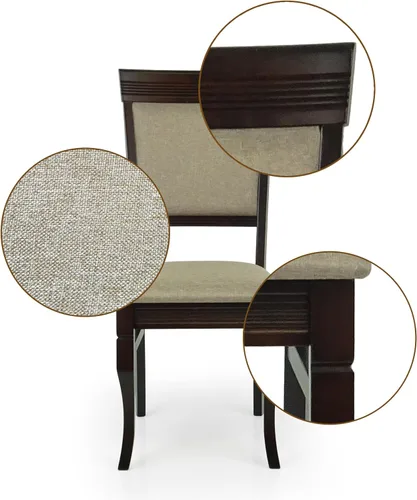 Miniatura 6 de Juego de mesa de comedor de 3 piezas, 2 sillas tapizadas Ronda de madera maciza de estilo clásico con mesa de comedor redonda, juego de cocina