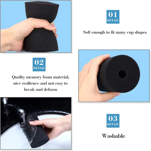 Miniatura 7 de Honoson 3 tamaños, 6 piezas de vasos de espuma Turner para vasos de PVC de 1/2 pulgada, accesorios para vasos de 10 oz a 40 onzas (negro)
