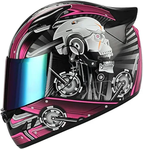 Miniatura 37 de 1Storm - Casco de cabeza completa para motocicleta, diseño de calavera mecánica HJDJ11