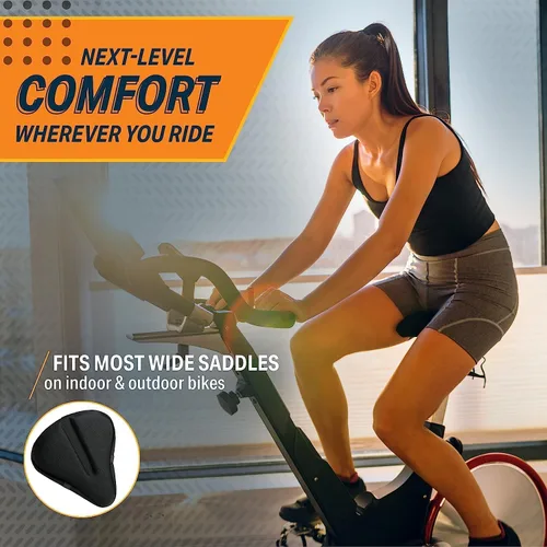Miniatura 4 de Bikeroo Cojín Cómodo para Asiento de Bicicleta - Cubierta de Gel Acolchada para Ejercicio, Bicicletas de Montaña y Carretera, Ajuste Universal