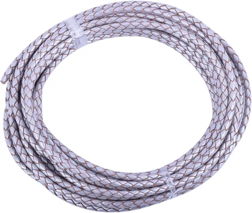 Miniatura 60 de KONMAY 2 yardas 8.0mm Cordón redondo de cuero trenzado auténtico marrón antiguo para corbata de bolo
