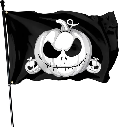 Miniatura 9 de Bandera de Halloween de 3 x 5 pies para exteriores, grande de doble cara, banderas americanas de Halloween para casa, interior, jardín, patio, Negro