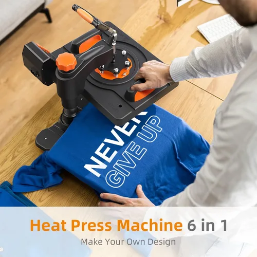 Miniatura 6 de Towallmark Máquina de prensa de calor de 12 x 15 pulgadas, máquina de transferencia de calor 6 en 1, oscilación de 360 grados, multifunción