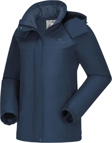Miniatura 2 de CAMEL CROWN Chaqueta de esquí para mujer, abrigo de nieve de invierno grueso, forro polar cálido, impermeable, chaqueta femenina con capucha