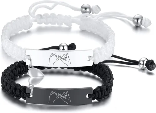 Miniatura 35 de MEALGUET Pulseras de ID Personalizadas para Parejas Grabado Personalizado Hecho a Mano Cuerda Trenzada Pulsera de Muñeca para Hombres Mujeres