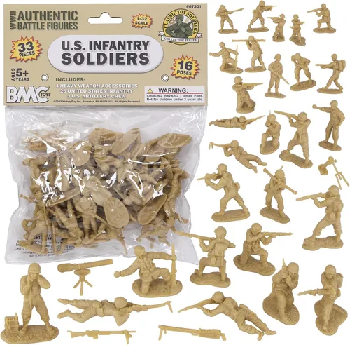 Miniatura 10 de BMC CTS Segunda Guerra Mundial Soldados de plástico del ejército de infantería estadounidense - 33 piezas de soldados grises 1:32