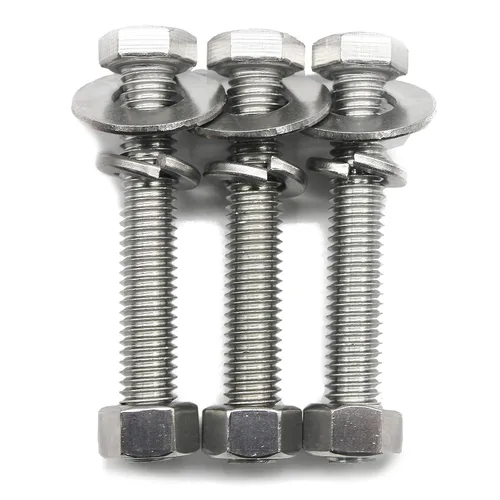 Miniatura 7 de (5 juegos) Tornillos de cabeza hexagonal de acero inoxidable 3/8-16x3, tuercas, arandelas planas y de bloqueo, 18-8 (304) S/S, totalmente roscados