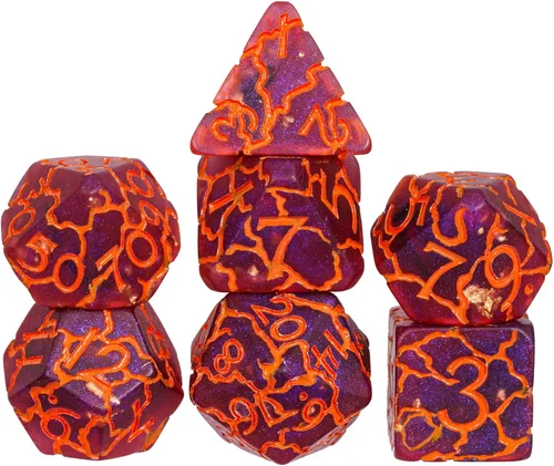 Miniatura 30 de Juego de dados de resina para DND, juego de 7 dados poliédricos negros D&D rellenos con papel de colores brillantes para juegos de rol