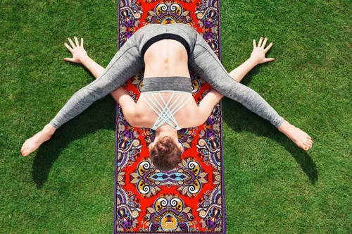 Miniatura 6 de Heathyoga, Toalla de yoga con diseño exclusivo de bolsillos en las esquinas de microfibra 100%, ideal para yoga, pilates y entrenamiento físico