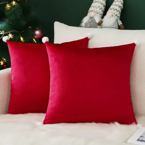 Miniatura 13 de OTOSTAR Juego de 2 fundas de almohada decorativas de terciopelo suave de 18 x 18 pulgadas, fundas de almohada cuadradas de terciopelo beige y verde