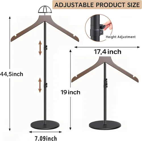 Miniatura 3 de Soporte para camisetas (negro, 44.5 pulgadas con soporte para sombreros, 1 unidad)