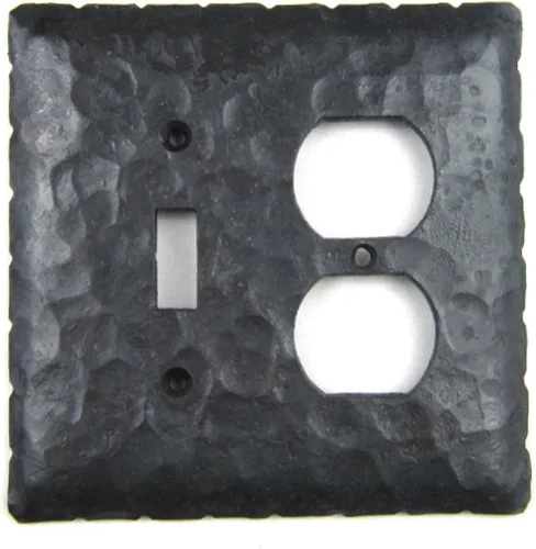 Miniatura 3 de Rustic Rancho - Cubierta de placa de interruptor dúplex de hierro forjado EPH46 (negro)