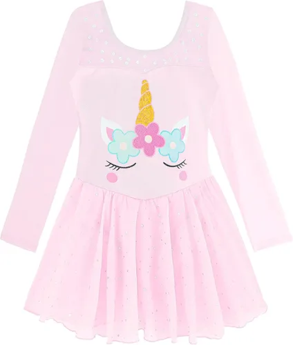 Miniatura 55 de EQSJIU Leotardo de baile de manga larga para niñas, vestido de ballet brillante con copo de nieve, tutú con falda tutú para niñas