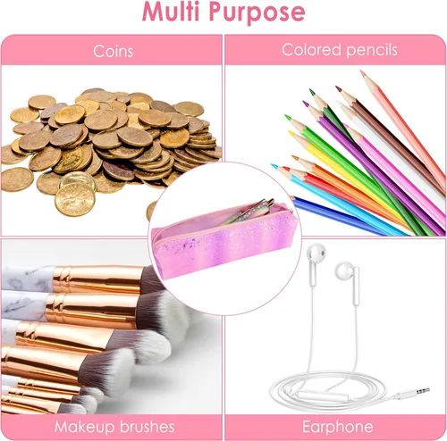 Miniatura 4 de Estuche para lápices con purpurina, estuche para lápices, bolsa portátil para bolígrafos con cremallera, bolsa de almacenamiento, bolsas de Rosa