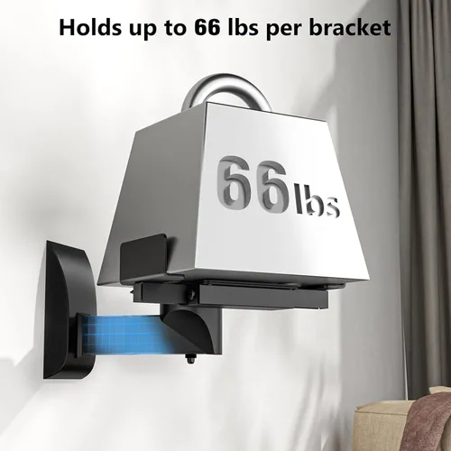 Miniatura 5 de WALI Soportes de pared para altavoces, soporte de montaje de estantería con sujeción lateral doble para altavoces de sonido envolvente grandes